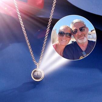 1件可定制彩色照片圆形吊坠项链 - 优雅铜质女士首饰，奢华母亲节生日礼物，个性化照片首饰，独特配饰