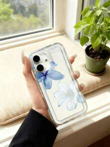 Summer Floral Blue Lily Transparent Phone Case, Compatible With IPhone 16/11/12/13/14/15/15 Pro/15 Plus/15 Pro Max/7 Plus/8 Plus/X/Xs Max/Xr/11 Pro/12 Pro/13 Pro/14 Pro/12 Mini/13 Mini/11 Pro Max/12 Pro Max/13 Pro Max/14 Pro Max/14 Plus/6/6s/6 Plus/7/8/16 Pro/16 Plus/16 Pro Max/SE, And Galaxy A54/A14/A12/A13/A15/A32/A33/A24/A52S/S20/S21/S22/S23/S24/S23 Plus/S24 Ultra/S25/A15/A33/A23, Waterproof, Shockproof, Anti-Fall, Anti-Scratch - Multicolor - View 4