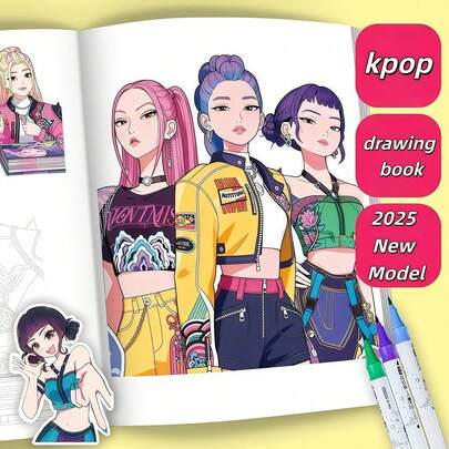 1pc, Zoey, Mila, Cartoon Sketch Book - Simple Line Tracing, Fan Gift, Line Drawing Book, Art Coloring Book, Holiday Gift, New Year Gift, Festival Party Favor (Random Style)