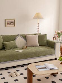 1pc Velvet Breathable Sofa Cushion, Luxurious Minimalist Sofa Cover, Dust-Proof Anti-Slip Anti-Scratch, Protect Sofa, Fade-Resistant, Suitable For Bedroom Living Room Study Sofa, All Seasons - Green - View 4