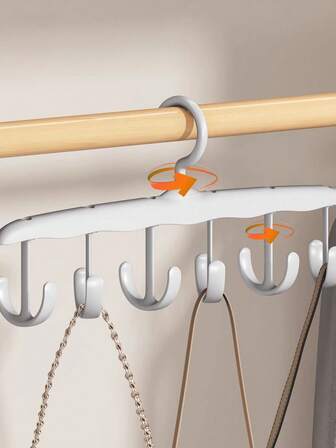 1 pieza Percha de plástico multifuncional, Estante de almacenamiento con 12 ganchos, Organizador de tirantes de sujetador, Estante giratorio de 360° que ahorra espacio para armario, dormitorio, universidad, bolsos, corbatas, bufandas, sombreros, regalo ideal para vacaciones, almacenamiento de invierno, decoración de invierno