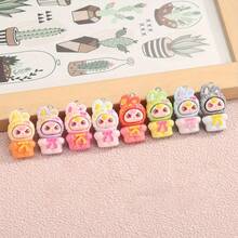 8/16 chiếc mặt dây chuyền hình thỏ bằng nhựa nhiều màu sắc, bùa hình động vật dễ thương, thích hợp để tự làm đồ thủ công, làm vòng cổ, bông tai, trang trí ba lô - Màu ngẫu nhiên - Mặt dây chuyền hình thỏ - Xem 9