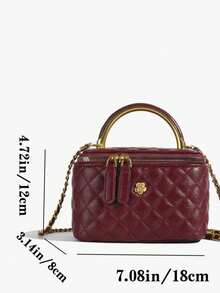 秋冬新款时尚经典百搭纯色方盒包，绗缝方包，手提包，拉链开合单肩包，金属扣装饰设计单肩包，适合旅行、购物、聚会、约会。