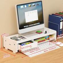 1 chiếc giá đỡ màn hình máy tính văn phòng chất lượng cao, giá để đồ hai tầng, giá sắp xếp bàn làm việc đa chức năng, giá đỡ trưng bày. - trắng - Xem 10