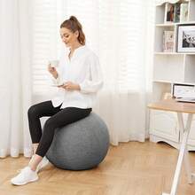 Silla de pelota de ejercicio con funda de tela, tamaño estándar (65 cm), para oficinas en casa, entrenamiento de equilibrio, pelota de yoga - / - Ver 5