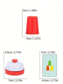 一套叠杯游戏（包含卡片、12个杯子、1个铃铛），桌面游戏，颜色分类叠杯，采用耐用材料制成。便携易玩，随时随地都能玩。有助于培养快速思考和反应能力。 - 彩色 - 查看 4