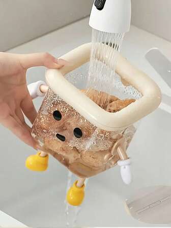 Cesta de almacenamiento de baño con diseño de personaje lindo montada en la pared, caja de almacenamiento con ventosa montada en la pared. No se necesita perforar agujeros. El diseño transparente de la cesta de almacenamiento adhesiva de baño es adecuado para guardar cepillos de dientes y productos de cuidado de la piel. Caja de almacenamiento decorativa para pared de baño. Forma de personaje lindo + instalación con ventosa