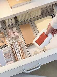 8 Peças Caixas de Armazenamento de Gaveta Transparentes Minimalistas, Caixas Organizadoras de Pequenos Itens, Caixas de Armazenamento de Maquiagem e Ferramentas Cosméticas, Organizadores de Gaveta - Transparente - Visão 6