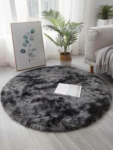 Luxurious Soft Faux Fur Oval Area Mat - Plush, Non-Slip, Hand Washable & Durable For Bedroom, Living Room & Home Decor, Two Sizes Available, Tie-Dye Black & Gray Round