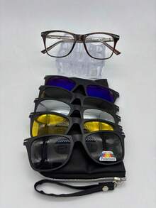 Lentes para Graduación con 5 Clips de Imán intercambiables para unisex codigo -1202 material- TR90 La calidad del producto es muy buena. El material es ligero. Es adecuado para usar en el trabajo, en fiestas, en casa y para uso prolongado. La mayoría de las compras pueden traer todas las ópticas para que puedas hacer el grado que desees. Se puede configurar para miopía y presbicia. El producto se ve bien. Todas las lentes para anteojos en mi tienda son a prueba de radiación y las lentes para el sol pueden proteger contra los rayos ultravioleta. tamano -52/18/140 altura de lente -45 longitud total-145 ..................... ..........................checale sin compromiso muchas gracias Imán - Marrón - Ver 3