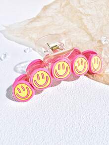 1pc Colorful Smiling Face Hair Claw Clip, Suitable For Girls, Dopamine Colorful Hair Claw, Daily Wear - Multicolor - View 14