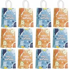 16个装狗狗爪印图案生日礼品袋，两种款式可选，色彩鲜艳，结实耐用，适用于生日派对礼品包装、庆祝活动、轻便设计、优质材料、节日送礼。 - 彩色 - 查看 2