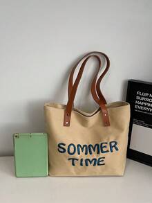 Túi đeo vai thời trang mới cho nữ đi làm, dung tích lớn, túi tote đa năng - Màu Khaki - Xem 4