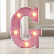 1个LED发光字母/数字灯，粉色发光字母，电池供电闪烁字母灯，适用于派对、求婚、婚礼、餐桌、墙面装饰、生日、客厅、卧室装饰 [不含电池] - 暖白色 - 查看 32