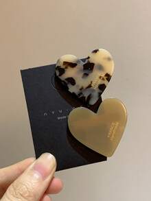 2个撞色心形亚克力发夹，可爱发饰，适合派对、情人节和日常佩戴，包括四叶草发夹、发爪、发夹和发卡。 - 彩色 - 查看 11