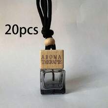 10pcs Customized Text Rectangular Glass Perfume Bottles, Square Shaped Car Fragrance Bottle Empty, Car Accessories