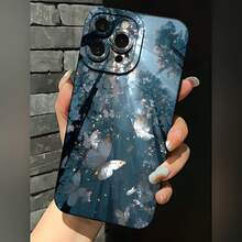 2026 nueva funda de teléfono esmerilada, funda de teléfono con estampado de bosque de mariposas para  17 14 Pro Max  17 13  17 12  17 11  Galaxy S23 S22 S21 S20 funda protectora para teléfono regalo de pareja para novio novia presente de vacaciones - Negro - Ver 2