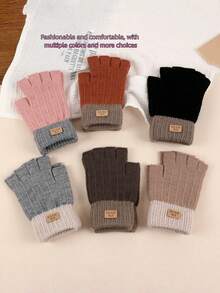 1 Pair Fashion Autumn/Winter Thickened Flip-Top Half Finger Gloves, Knitted Knitted Half Palm Fingerless Touchscreen Gloves For Men And Women, Suitable For Daily, Outdoor, Cycling, Students, Writing, Home Office, Typing, Keeping Warm, Can Be Given As Holiday Gifts To Friends And Family