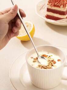 5/1件不锈钢咖啡搅拌勺、盛菜勺、方头勺、长柄精致小汤勺、蜂蜜勺、甜点勺，轻松处理果汁和饮料。 - 彩色 - 查看 2