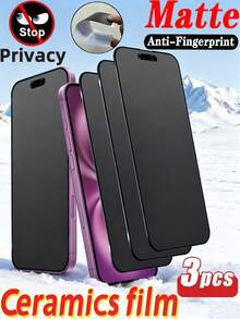 Bộ 3 miếng dán màn hình gốm mờ chống nhìn trộm, tương thích với iPhone 17/16/15 Pro Max, Galaxy A14/A13/A54/A53/A56/S25 Ultra/S24 5G, 15T/14T Pro, tương thích với Redmi Note 12/13/14 4G/5G, phủ toàn màn hình, chống bám vân tay, chống trầy xước, không bọt khí, dễ dàng lắp đặt, chống chói, chống bám vân tay, màng phim mềm [không phải kính]. - màu đen - Xem 22