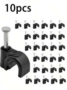 100pcs 1/4 Inch (6mm) Heavy Duty J-Type Clips With Nails, Ethernet Cable Management Solution - Black - View 13