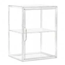 Acrylic Display Case For Collectibles, Clear Storage Bin With 3 Adjustable Layers And 1 Removable Divider, Stackable Clear Storage Box With Magnetic Door For Figures, Home Or Office,Large,L-1Pack - L-1包裝 - 查看 1