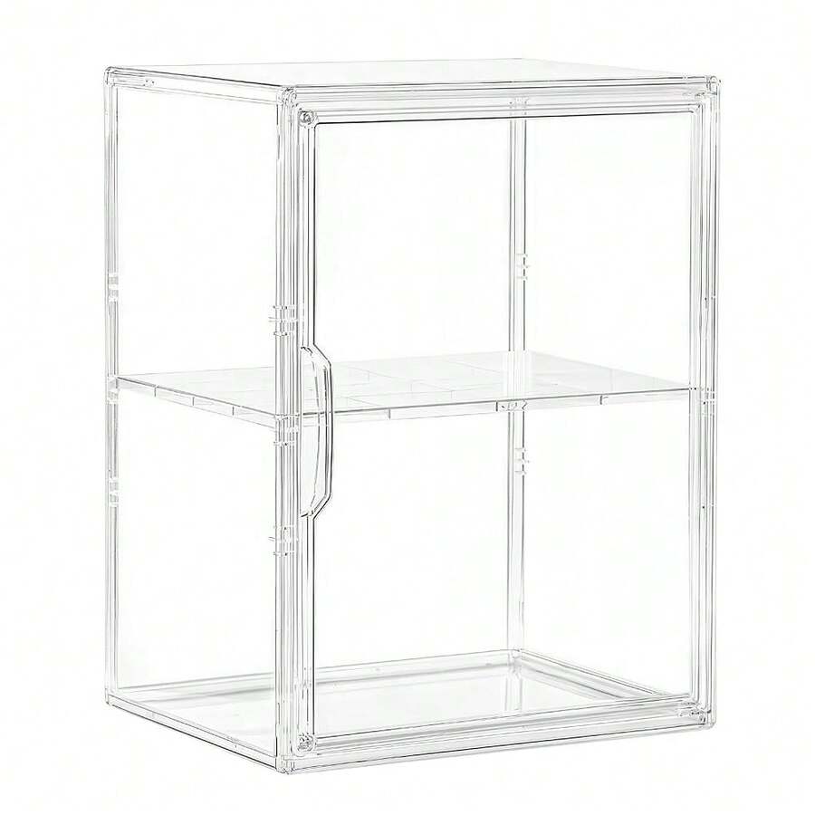 Acrylic Display Case For Collectibles, Clear Storage Bin With 3 Adjustable Layers And 1 Removable Divider, Stackable Clear Storage Box With Magnetic Door For Figures, Home Or Office,Large,L-1Pack - L-1包裝 - 查看 1