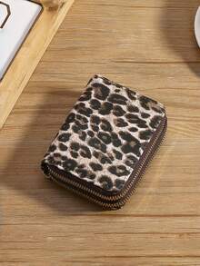 时尚个性双拉链多功能零钱包，多种颜色可选，豹纹图案卡包，多卡位收纳，适合存放信用卡，女士迷你钱包，小巧可爱钱包。