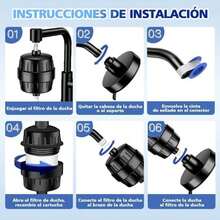 Cabezal de Ducha con Filtro de Ducha de 30 Etapas, Regadera de Alta Presión para Agua Dura, Elimina Cloro e Impurezas, Regadera con Filtro para Ducha-Negro - negro - Ver 6