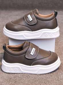 1双男女通用简约平底软底防滑休闲运动鞋，时尚百搭儿童帆布鞋，适合春、夏、秋、冬四季穿着 - 棕色 - 查看 1