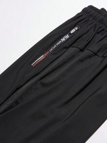 2pcs/Set Women Summer Ice Silk Sports Pants, Casual Elastic Fitness Yoga Straight Leg Trousers, Breathable Running Outdoor Mesh Pants Black Spring - Black - View 9