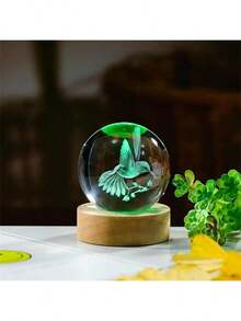 1个3D立体墨西哥钝口螈激光雕刻水晶球灯，多色夜灯，创意生日礼物，送给女友、同学、妻子，玻璃球家居装饰，适用于客厅和卧室 - 彩色 - 查看 9