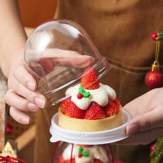 10/20 piezas Cajas de cupcakes en forma de semicírculo con tapas - Adecuadas para empaquetar pasteles, tartas, aperitivos y regalos, excelentes para picnics al aire libre, meriendas, fiestas de cumpleaños, esenciales para decoración de postres caseros