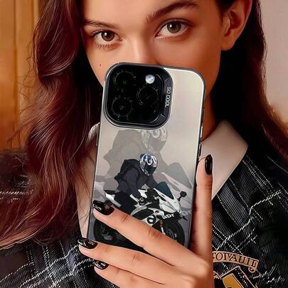 Funda de Teléfono Artística con Tema de Motocicleta.Compatible con Samsung 17, 16 Pro Max, 15 Pro Max, 13 y 12.Hecho de material TPU, proporciona protección contra golpes y caídas.Es un gran regalo para familiares, amigos, novios y novias en otoño y en el Día de los Muertos.