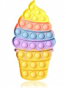 1/4个可爱生日蛋糕造型按压式泡泡减压玩具，硅胶材质，可按压泡泡，具有感官减压功能，适合自闭症儿童、女孩和成人使用，有助于缓解焦虑和压力。 - 彩色 - 查看 1