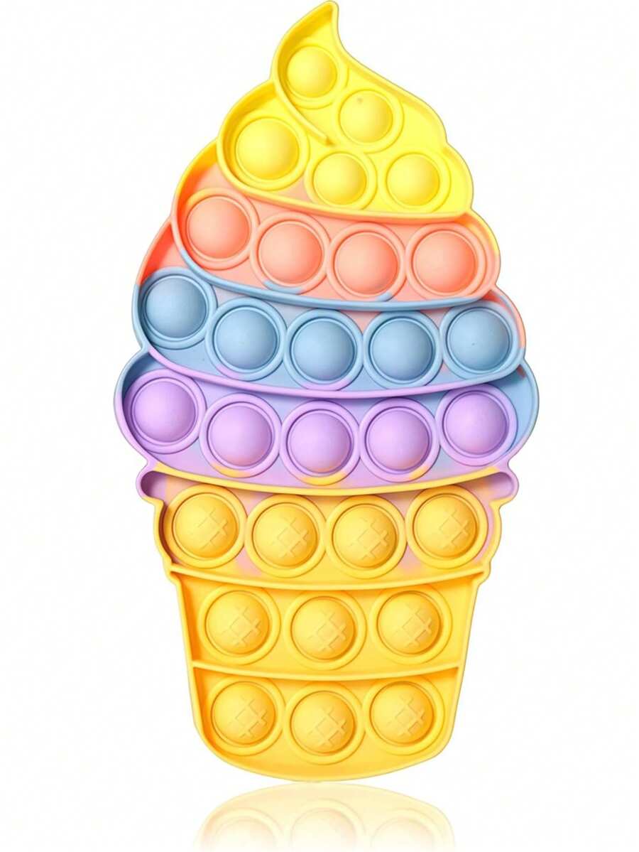 1/4个可爱生日蛋糕造型按压式泡泡减压玩具，硅胶材质，可按压泡泡，具有感官减压功能，适合自闭症儿童、女孩和成人使用，有助于缓解焦虑和压力。 - 彩色 - 查看 1
