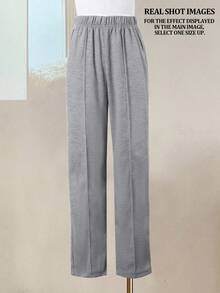 1pc Women's Casual Loose Waffle Straight Leg Pants, Versatile & Fashionable For Outdoor - Dark Grey - View 8