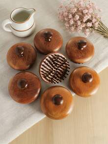 1pc Sandalwood Material Round Head Massage Comb, 79 Teeth, Static-Free, Suitable For Straight Hair, Unisex - Multicolor - View 10