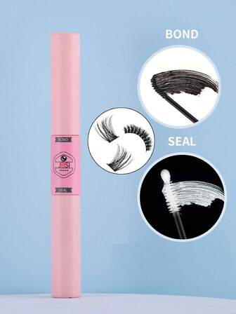 1支装睫毛粘合剂和密封剂二合一防水睫毛胶水（黑色），适用于睫毛簇嫁接，持久强力粘合，48-72小时单根睫毛胶水，不刺激皮肤，防水无乳胶，适合家用DIY假睫毛（5毫升黑色粘合剂和透明密封剂）