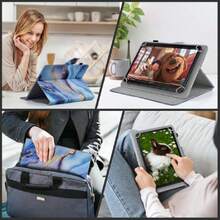 - Funda universal para tablet de 11 pulgadas, funda para tablet de 11.5 pulgadas, funda protectora portátil de piel sintética, con 4 anillos fijos, para todo tipo de tabletas,37000079 - azul real - Ver 5