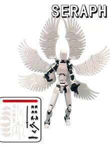 New 6-Wing Angel Doll With Wings Building Blocks - 3D Printed - 13 Joints Toy - Fully Articulated For Kids - DIY Stress Relief - Multicolor - View 7