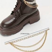 2pcs Pearl Chain Shoe Accessories, Multi-Layer Faux Pearl Chain Shoe Decor, Detachable Boot Chain Ornament, Chic & Elegant Chain Accessory, Unisex Design, Delicate Shoe Decoration, Suitable For Boots, Crystal Beauty Accessories, Party Item, Shoe, Spring Summer Picks, Brides Maid Gifts, Room, Bedroom Decor, Bedroom Decor, Beach, Travel, For Men, For Women, Vacation, Women's Day, Travel Essentials, Wedding Favors, Y2k, Bedroom, Car Accessories Women, Kitchen Decor, Cute Stuff - Multicolor - View 4