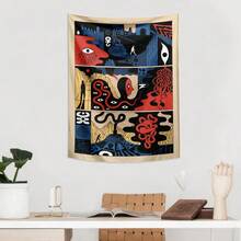 1pc Cosmic Vision Printed Tapestry, Polyester Tapestry, Wall Decor For Living Room, Bedroom, Office, Home Decor, Party Decor, Rectangular Printed Kitchen Wall Hanging Cloth With Drape, Comes With 3 Wall Nails And 2 Clips - Multicolor - View 10