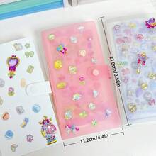 1本A6极简哑光贴纸收纳本，IDOLME贴纸收纳本，贴纸本，粉色、白色和透明色，一体式按扣贴纸收纳卡本，DIY手账材料收纳，适用于剪贴簿、贴纸本、3D立体贴纸收纳卡本、预算计划本、零钱和小饰品收纳、新学期返校用品、办公用品等。 - 彩色 - 查看 6