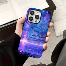 Funda Protectora Dos en Uno para Apple para iPhone 11 12 13 14 15 16 Pro Max Plus con un Diseño de Cielo Estrellado de Ensueño para Prevenir Caídas - Blanco - Ver 6