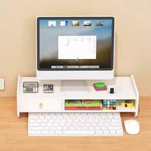 1 chiếc giá đỡ màn hình máy tính văn phòng chất lượng cao, giá để đồ hai tầng, giá sắp xếp bàn làm việc đa chức năng, giá đỡ trưng bày. - trắng - Xem 6