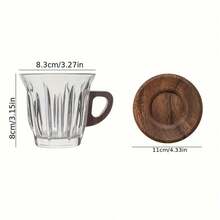 1 pieza Juego de taza de café de vidrio con posavasos, taza de leche, taza de té, taza de latte, con asa, fácil de agarrar, adecuado para cafetería, hogar, uso en restaurante - Multicolor - Ver 13