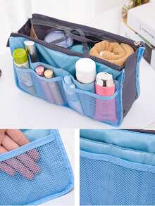 1pc Bag-In-Bag Storage Bag Bag-In-Bag Cosmetic Bag Toiletry Bag Liner Bag, Large Capacity Storage Bag Multi-Functional Liner Bag Double-Layer Zipper Travel Convenient Separation Storage Bag Portable Cosmetics Storage Bag