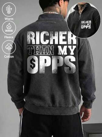 Blommigt teckensnitt herrtröja med dragkedja