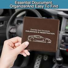 2PCS Car Registration And Insurance Holder, 10.6''*4.8'' Essential Auto Card Glove Box Organizer With Closure, Vehicle Interior Accessories Perfect For Documents, Cards - Brown - View 6